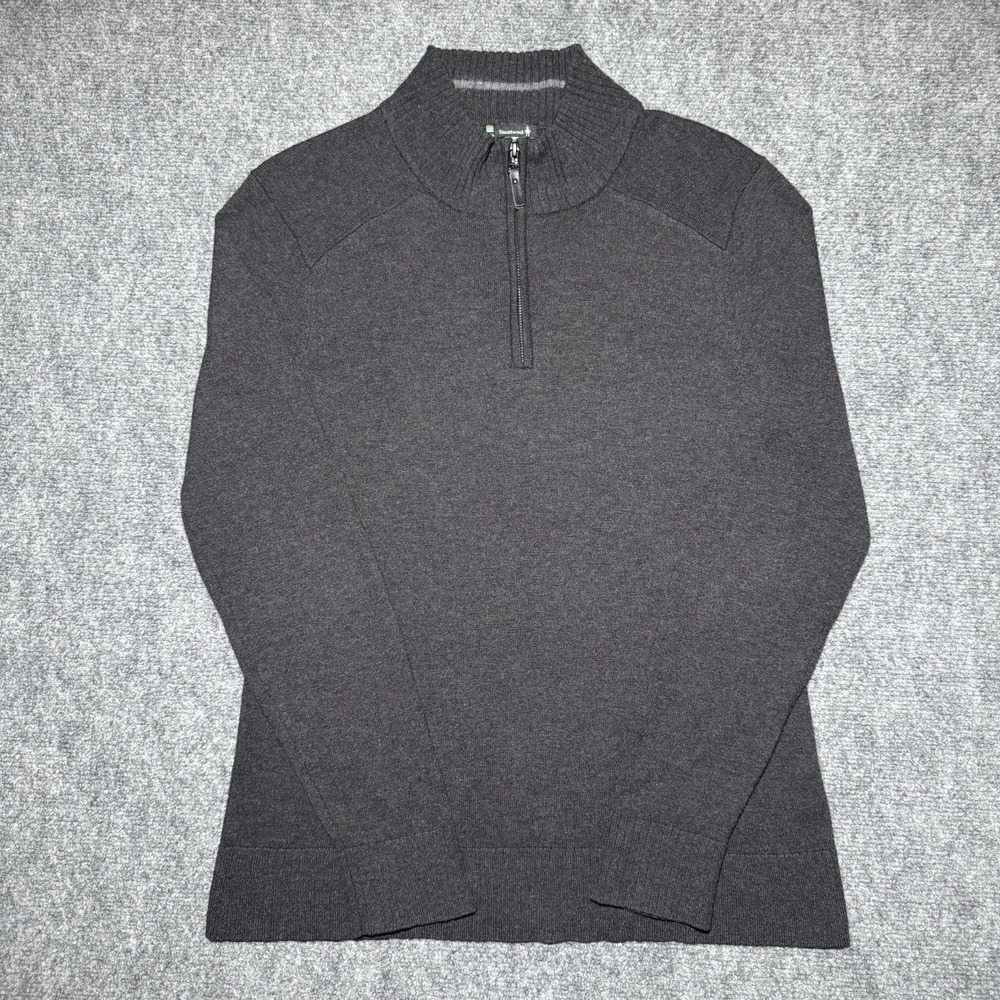 Smartwool Women Small Merino Wool Quarter Zip Pullover Charcoal Gray Black